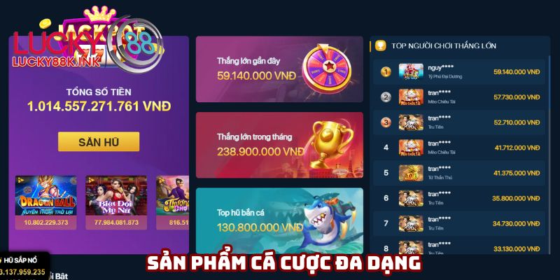 Sản phẩm cá cược đa dạng